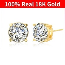 2ct Earrings Yellow Gold Gift Box Lab-Created VVS1/D/Excellent Diamond Test Pass