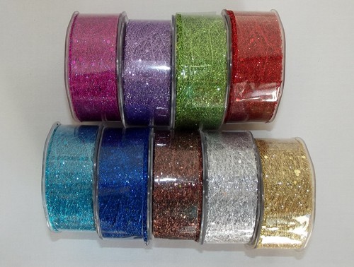 Spider web mesh glitter ribbon - spider,