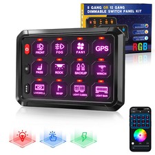  RGB 12 Gang Switch Panel APP&Remote Control Toggle/Momentary/Pulsed Model 12V