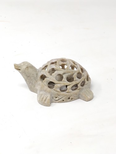 Hand carved soapstone turtle - carved,