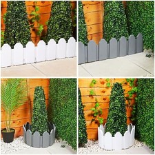 Grey/White Plastic Wooden Effect Lawn Border Edge Garden Edging Picket Fencing