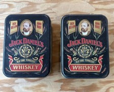Two Vintage Jack Daniels Tin Sets Complete With Card And Empty Bottles