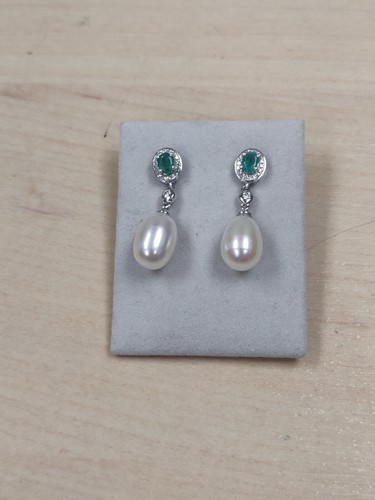 Diamond emerald pearl dangling - pearl,