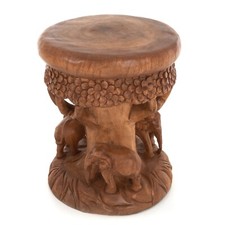 Solid Wood Round Elephant