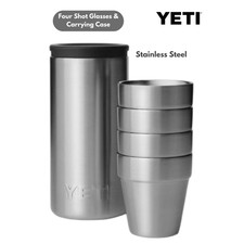 Yeti Stainless Steel Shot Glasses Carrying Case White, Black, Navy & Rescue Red