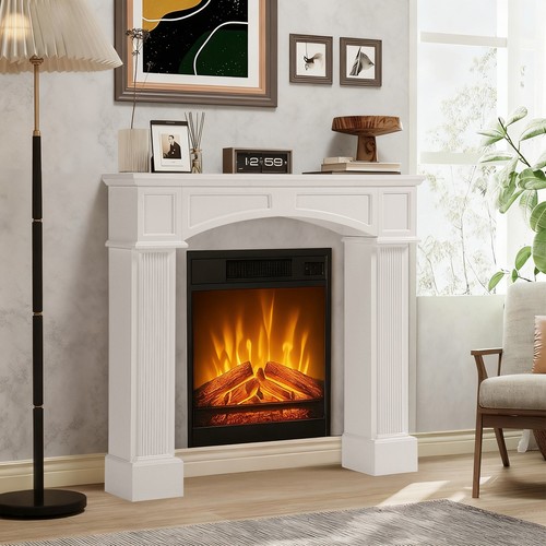 Modern fireplace mantel white - fireplace,