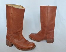 FRYE CAMPUS VINTAGE BROWN LEATHER PULL ON COWBOY BOOTS US8.5 UK7 FREE P&P!!