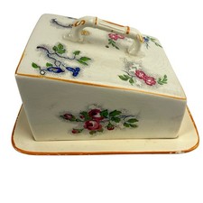 Royal Winton Grimwades Butter Cheese Dish England Floral Covered Dome Lid Plate