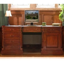 Solid Mahogany Twin Pedestal Desk Fully Assembled Antique Office Furniture