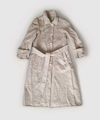 Beige cream coat belt wool - cream,