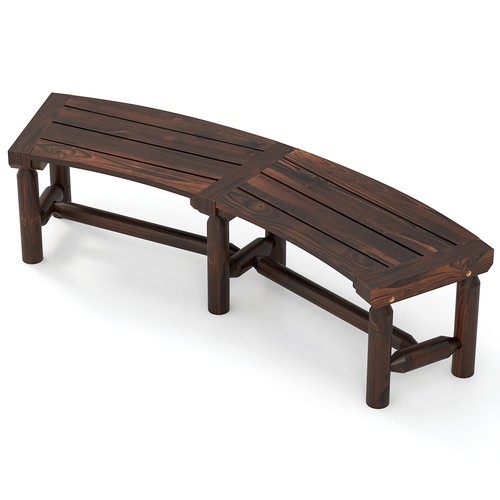 Patio curved bench carbonized - patio,