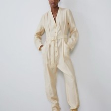 ZARA Beige Utility Jumpsuit