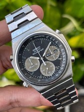 Rare Seiko Chronograph Quartz 7A38-7000 Black Dial Day Date 1983's Vintage Watch