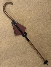 Vintage German Shooting Stick - Brown Leather Seat By Waffen-Waldmin Viersen