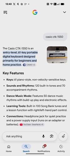 Casio ctk 1550 key - ctk-1550, 61-key