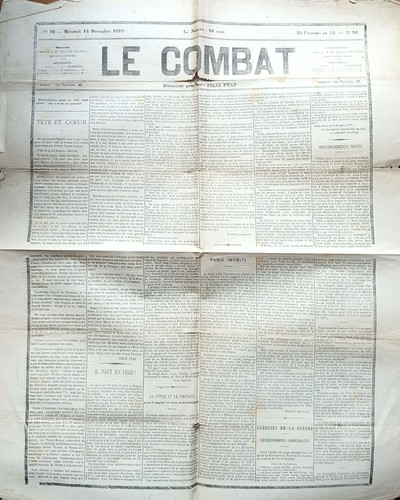 Combat old newspaper 1870 - combat,