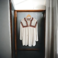 Zara Cream Embroidered Tunic