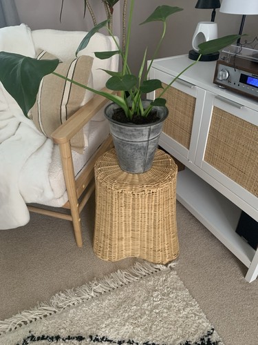 Wicker side table plant - side,