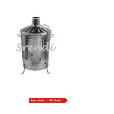 Efficient Waste Disposal - 90L Galvanized Garden Incinerator with Shovel & Poker