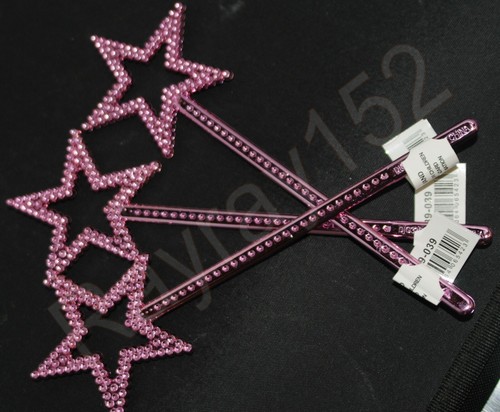 Silver pink star wand - silver,