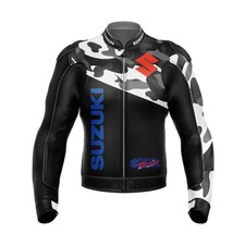 Suzuki 2025 Men Motorbike Leather Jacket Motorcycle Bikers Racing Sports Jackets