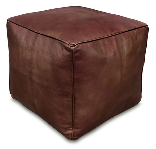 Square moroccan leather pouf - square,