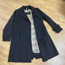 BURBERRY Black Trench Coat Double-Breasted Wool Liner Women's US size S Auth