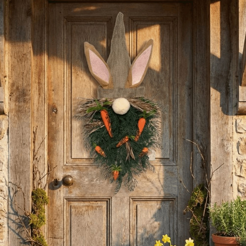 Plastic easter bunny wreath - easter,