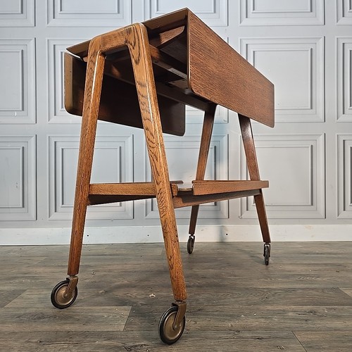 Vintage oak trolley - table, drop