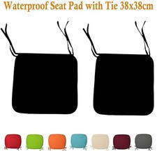 Pack of Waterproof Chair Cushions Tie On Seat Pads Dining Garden Kitchen Chairs
