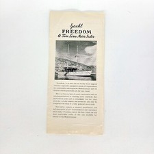 1940s Yacht Freedom Travel Brochure Twin Screw Motor Sailer Mediterranean Cruise