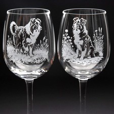 Border Collie Dog Crystal Wine