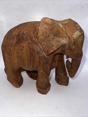 Vintage wooden carved elephant - vintage,