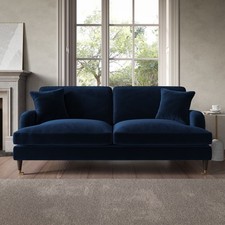 Navy Velvet Sofa 3 Seater with