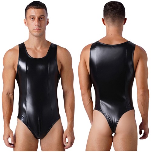 Men faux leather sleeveless - leather,