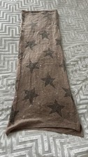 Alice Hannah Light Brown With Star Print Scarf 40% Wool Excellent Condition