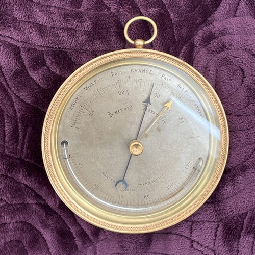Aneroid wall barometer brass - aneroid,