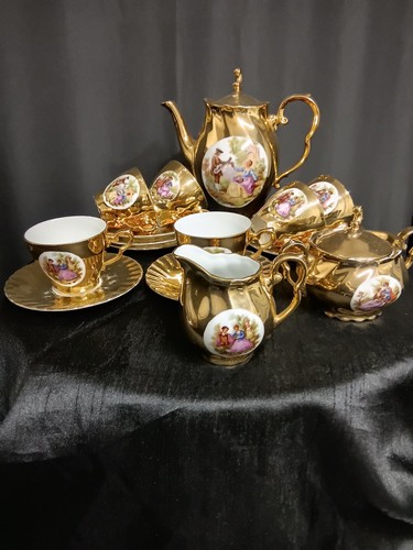 Bavarian porcelin gold coffee - gold,