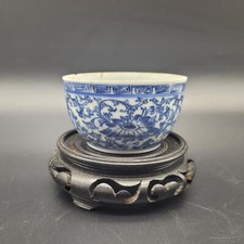Chinese 18th century Blue & White Bowl with Wooden Stand