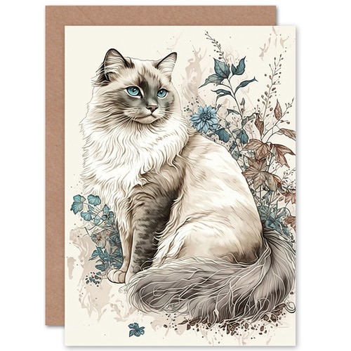 Blue point ragdoll cat flowers - point,