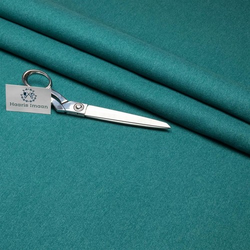 Teal wool effect upholstery - wool,