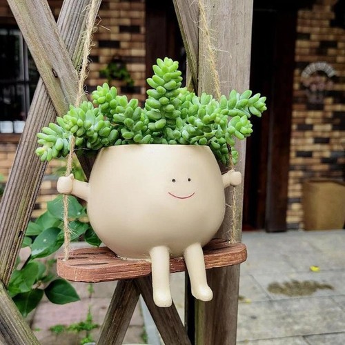 Swing face flower plant pot - face,