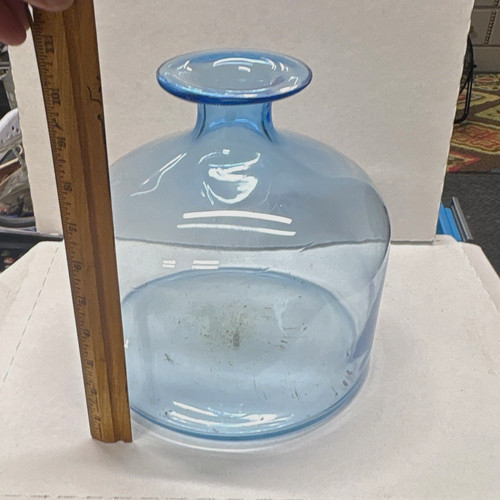 Light blue glass vase wide - light,