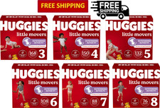 Huggies Little Movers Disposable Baby Diapers, Size 3, 4, 5, 6, 7, 8 (All Sizes)