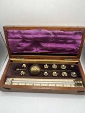 Vintage Antique Brass Sikes Hydrometer in Mahogany Case by Loftus - Complete