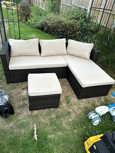 Brown rattan corner garden - rattan,