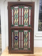 STAINED GLASS FRONT DOOR SIDE PANEL ART DECO PERIOD WINDOW RECLAIMED LEADED OLD