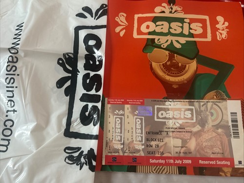 Oasis concert programme ticket - oasis,