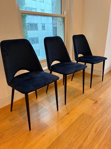 Blue velvet upholstered - upholstered, dining