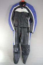 HEIN GERICKE 2 PIECE BLACK, BLUE & WHITE LEATHER BIKER SUIT + CE ARMOUR 42 INCH
